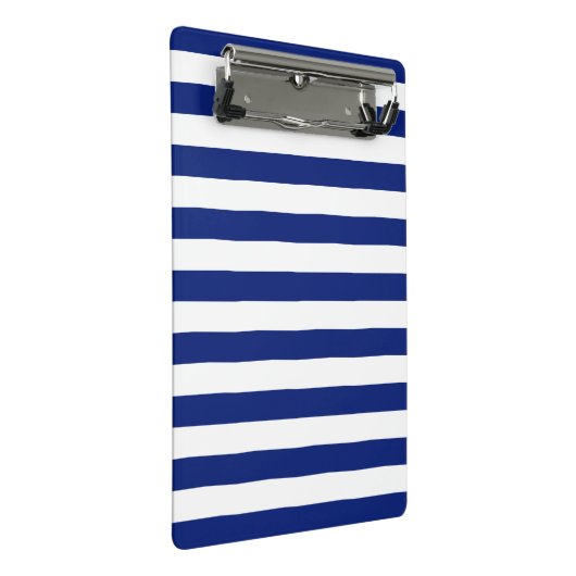 Chroomachtig anker op Nautical Navy Blue Stripes Mini Klembord (Schuin)