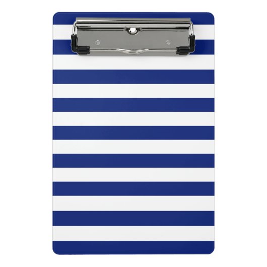 Chroomachtig anker op Nautical Navy Blue Stripes Mini Klembord (Voorkant)
