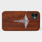 Chroomachtig Caduceus Medisch Symbool Mahonie Deco Case-Mate iPhone Case (Achterkant (horizontaal))