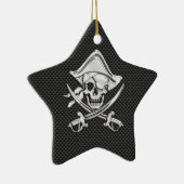 Chroomachtige piraat op zwarte koolstofvezel keramisch ornament (Rechts)