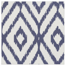 Chroomblauw en wit ikat tribaal diamantpatroon stof
