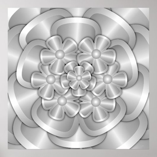 Chroombloemen - Zilver Poster (Voorkant)