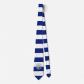 Chroomkompas op nautische marine blauwe strepen stropdas (Voorkant)