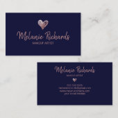 Chroomlaag met minimaal blauw navy faux koperen fo visitekaartje (Voorkant / Achterkant)