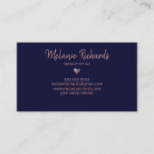 Chroomlaag met minimaal blauw navy faux koperen fo visitekaartje (Achterkant)