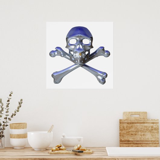 Chroomschedel en kruisbeenderen poster (Keuken)