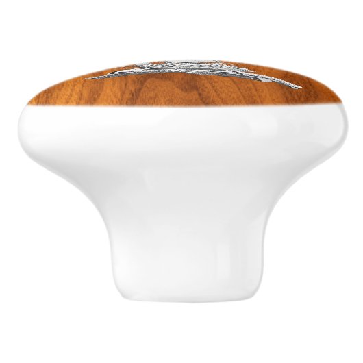 Chroomspoeling op Nautical Teak Wood Grain Print Keramische Knop (Zijkant)