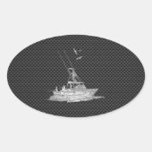 Chroomstijl Gevist op koolstofvezel Ovale Sticker (Voorkant)