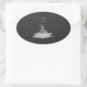 Chroomstijl Gevist op koolstofvezel Ovale Sticker (Tas)