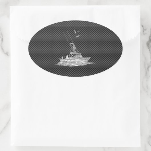 Chroomstijl Gevist op koolstofvezel Ovale Sticker (Tas)