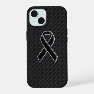 Chroomstijl Zwarte Lint Bewustzijn iPhone 15 Case