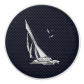 Chroomzeilen op de Nautical Navy Carbon Print Keramische Knop (Voorkant)