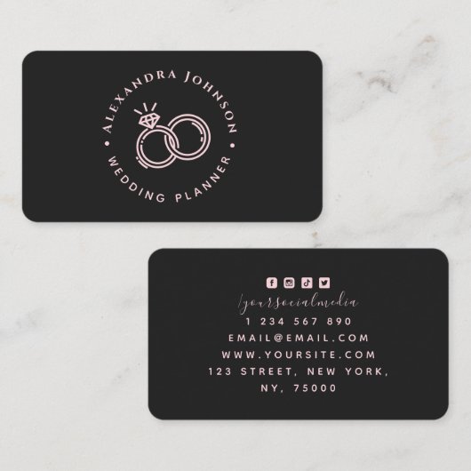 Chroze en zwarte Verloving Ring Logo Weddenschap Visitekaartje (Voorkant / Achterkant)