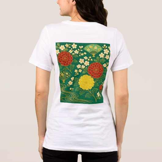 Chrysant droomt in Japanse stijl Tri-Blend Shirt (Achterkant)
