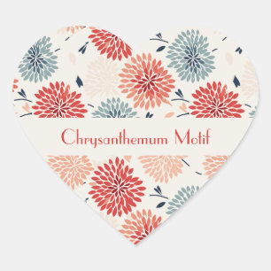 chrysant motief japans patroon hart sticker