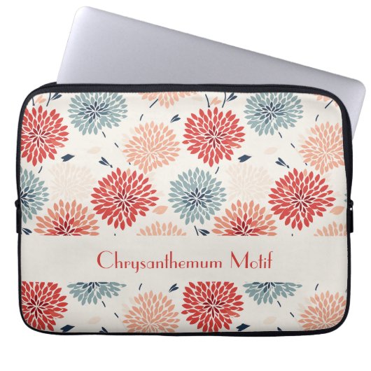  chrysant motief japans patroon laptop sleeve (Voorkant)
