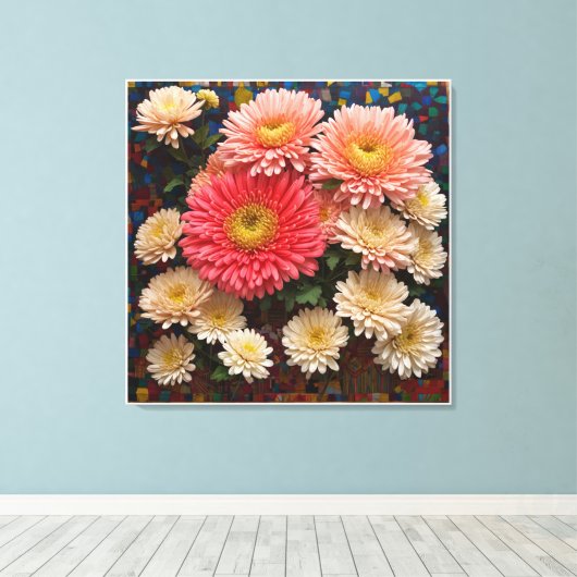 chrysantemum canvas afdruk (Insitu (Houten vloer))