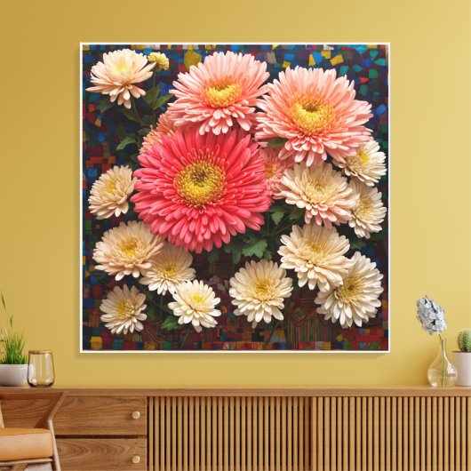 chrysantemum canvas afdruk (Insitu (Woonkamer))