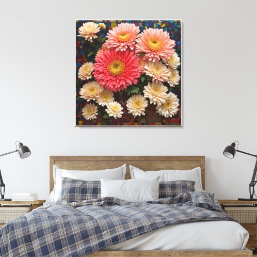 chrysantemum canvas afdruk (Insitu (Slaapkamer))