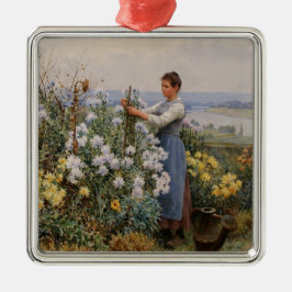 Chrysanten Bloemen (Meisje in de tuin) Metalen Ornament