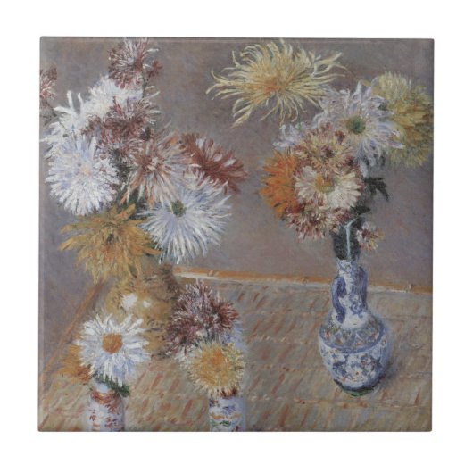 Chrysanten door Gustave Caillebotte Tegeltje (Voorkant)