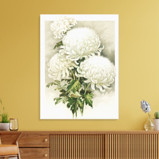 Chrysanten – Elegante  botanische Canvas Afdruk (Insitu (Woonkamer))