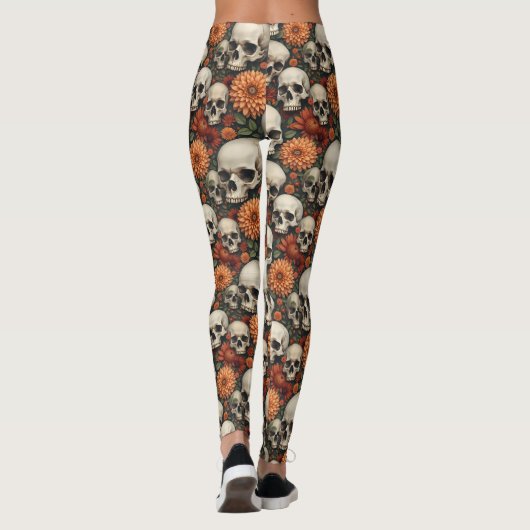 Chrysanten en schedels leggings (Achterkant)