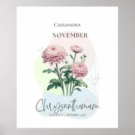 Chrysanten Geboorte bloem voor November Poster