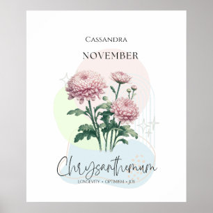 Chrysanten Geboorte Bloem voor November Poster