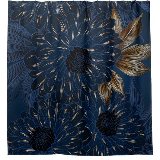 Chrysanten handgetekend, elegant bloemenpatroon. douchegordijn (Voorkant)