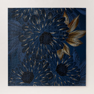 Chrysanten handgetekend, elegant bloemenpatroon. legpuzzel