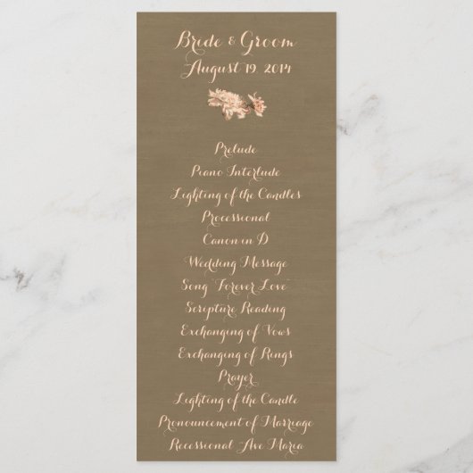 Chrysanten in een fles bruiloft programma Kaart (Achterkant)