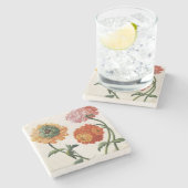 Chrysanten (m/v op papier) stenen onderzetter (Zijkant)