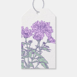 Chrysanten paarse bloemen cadeau labels cadeaulabel