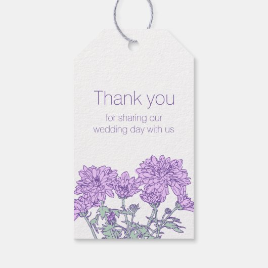 Chrysanten paarse bloemen cadeau labels cadeaulabel (Achterkant)