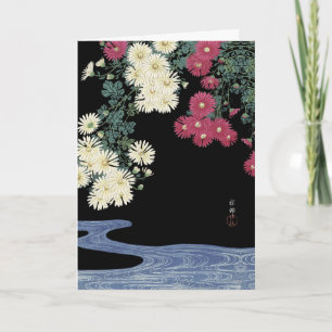 Chrysanten, Stromend Water , Japanse Bloemen Feestdagen Kaart