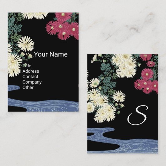 Chrysanten, stromend water, schoonheidssalon Spa Visitekaartje (Voorkant / Achterkant)
