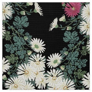 Chrysanten, stromend water, Zen Japanse bloemen Stof
