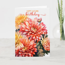 Chrysanten voor een Herfst Seizoen Verjaardag Kaart