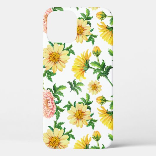 Chrysanten Waterverf: Naadloos bloemenontwerp Case-Mate iPhone Case (Achterkant)