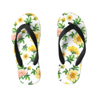 Chrysanten Waterverf: Naadloos bloemenontwerp Kinder Teenslippers