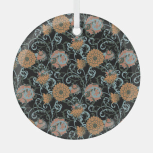 Chrysanten zwarte achtergrond, bloemige Vintage. Glas Ornament