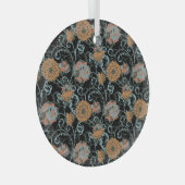 Chrysanten zwarte achtergrond, bloemige Vintage. Glas Ornament (Voorkant Rechts)