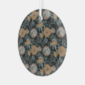 Chrysanten zwarte achtergrond, bloemige Vintage. Glas Ornament (Voorkant links)