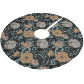 Chrysanten zwarte achtergrond, bloemige Vintage. Kerstboom Rok (Gekanteld)