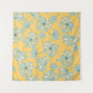 chrysantenbloemen, oosters patroon. wandkleed