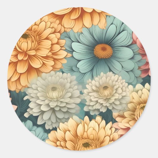  chrysantenpatroon ronde sticker (Voorkant)