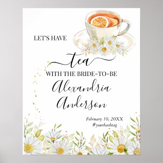 Chrysanthe Greenery Tea Vrijgezellenfeest Welkomst Poster (Voorkant)