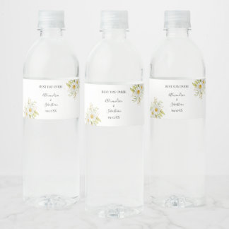 Chrysanthem groen Vrijgezellenfeest koppels bruilo Waterfles Etiket