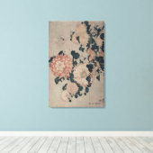 Chrysanthema (kleurenhoutblok) canvas afdruk (Insitu (Houten vloer))